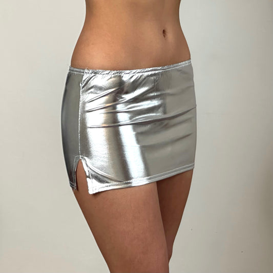 ANNE Metallic Extreme Low Waist skirt - Silver