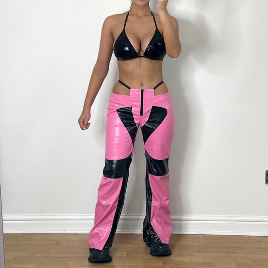 ARIA Leather Cut Out Pants - Pink