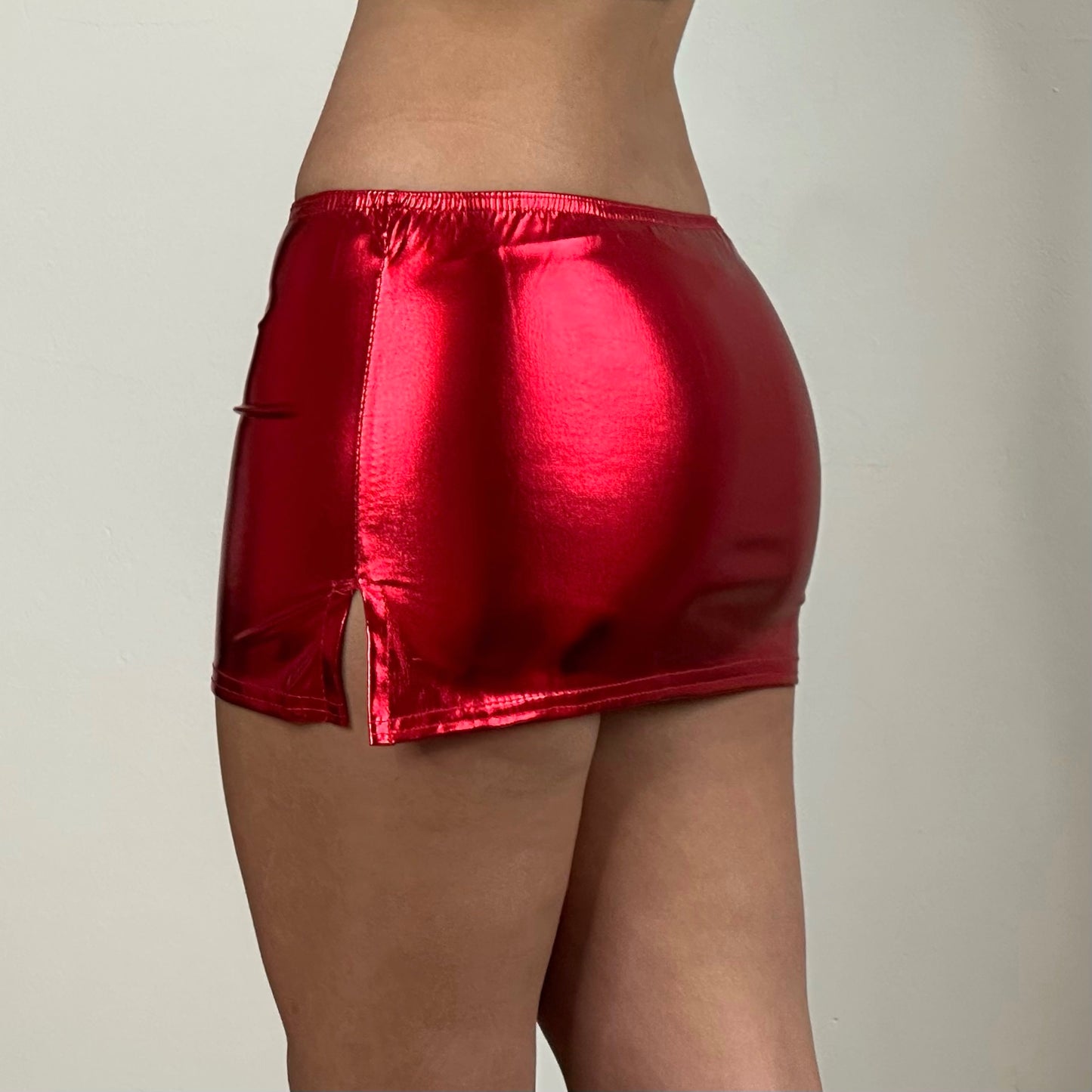 ANNE Metallic Extreme Low Waist skirt - Red