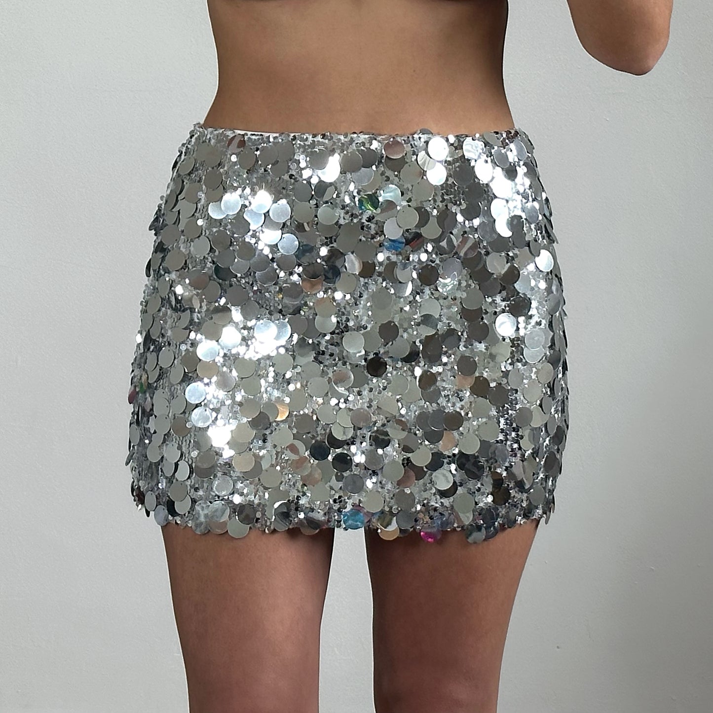 SARINA Sequin Skirt - Silver