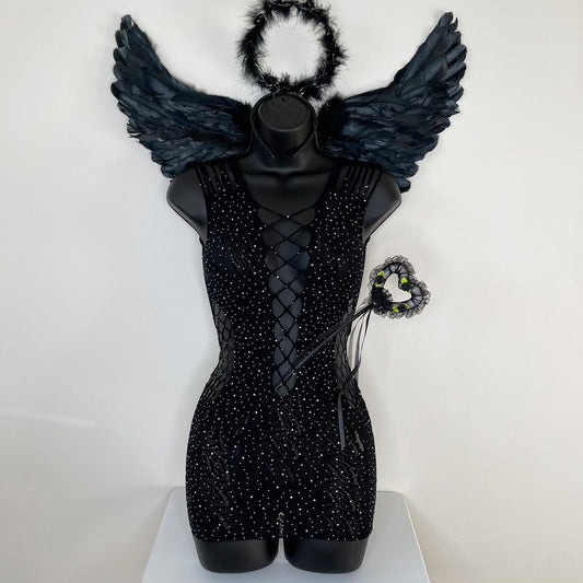 Dark Angel Halloween Costume Dress - Black