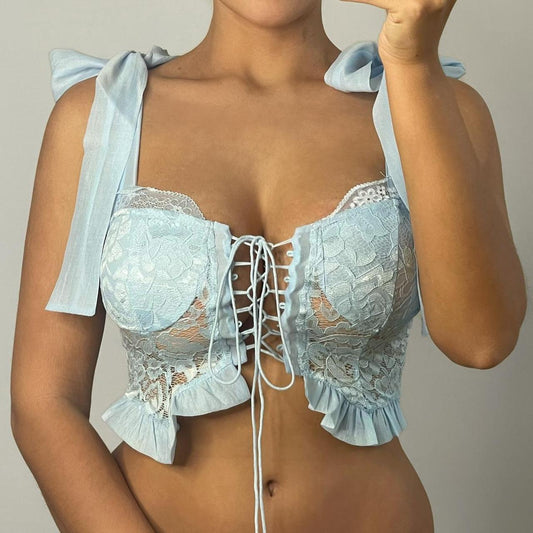 FERN Lace Corset Top - Blue