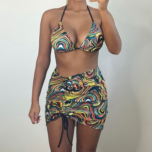 KAYLA Bikini Three Piece Set - Multicoloured