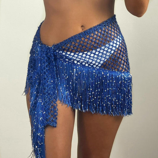 ARIEL Tassel Wrap Skirt - Blue