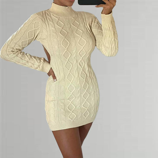 HANA Cable Knit Backless Dress - Cream