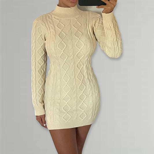 HANA Cable Knit Backless Dress - Cream