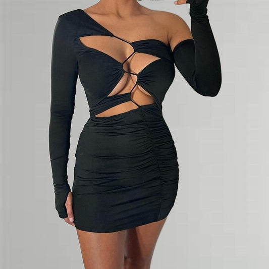 BILLIE - Long Sleeve Cut Out Dress - Black