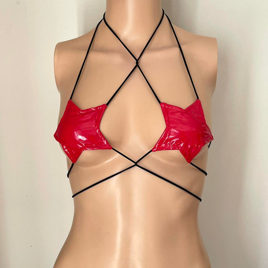 NANCY Star nipple covers - Red Wet Look