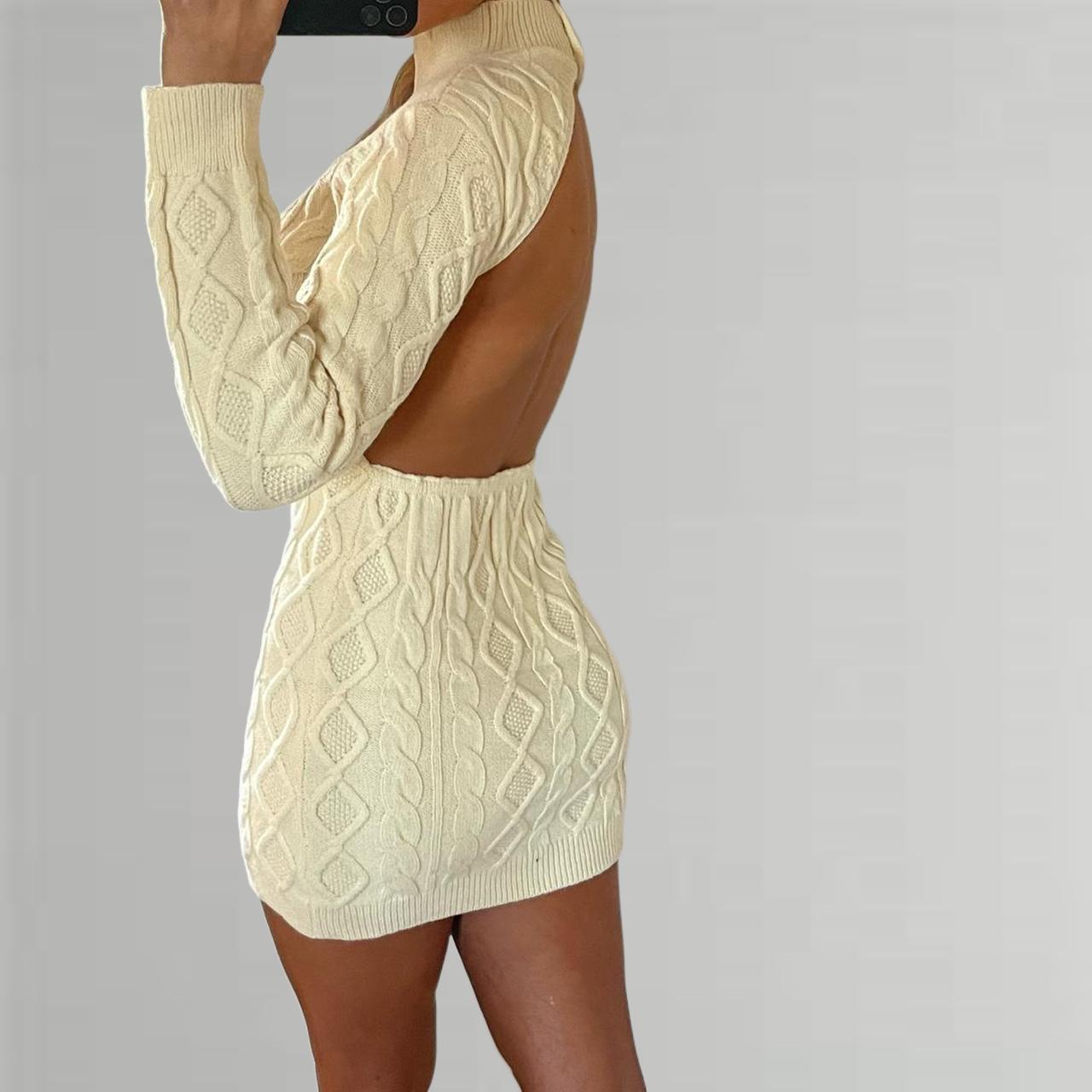 HANA Cable Knit Backless Dress - Cream