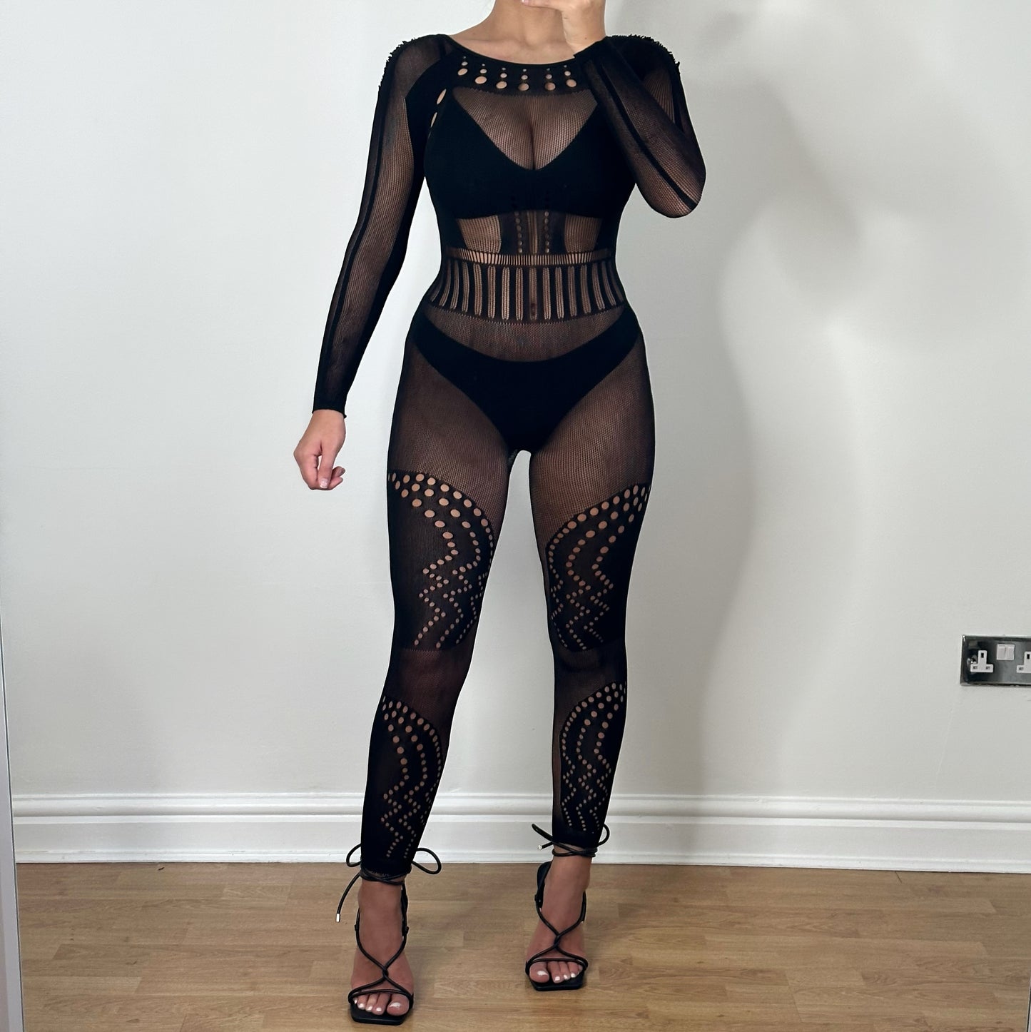 PAIGE Fishnet Jumpsuit - Black